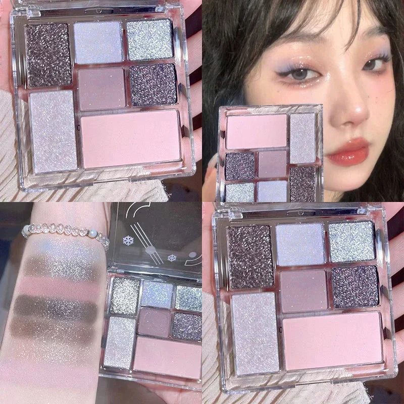 New 7 Colors Sweet Cool Smoked Eyeshadow Palette Pink-black Hot Girl Glitter Pearly Shadow Eyes Korean Makeup Pallet Cosmetics
