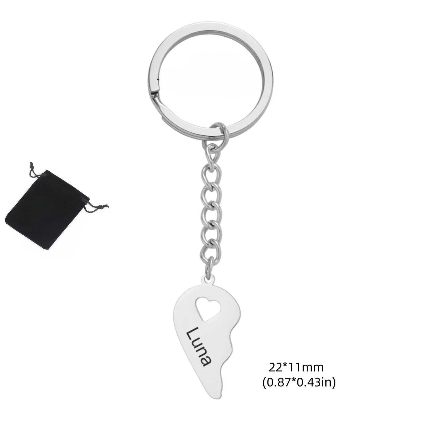 Customized Name Half Heart Keychain Stainless Steel Couple Heart Engraved Keychain Couple Key Bag Accessories Jewelry Gifts