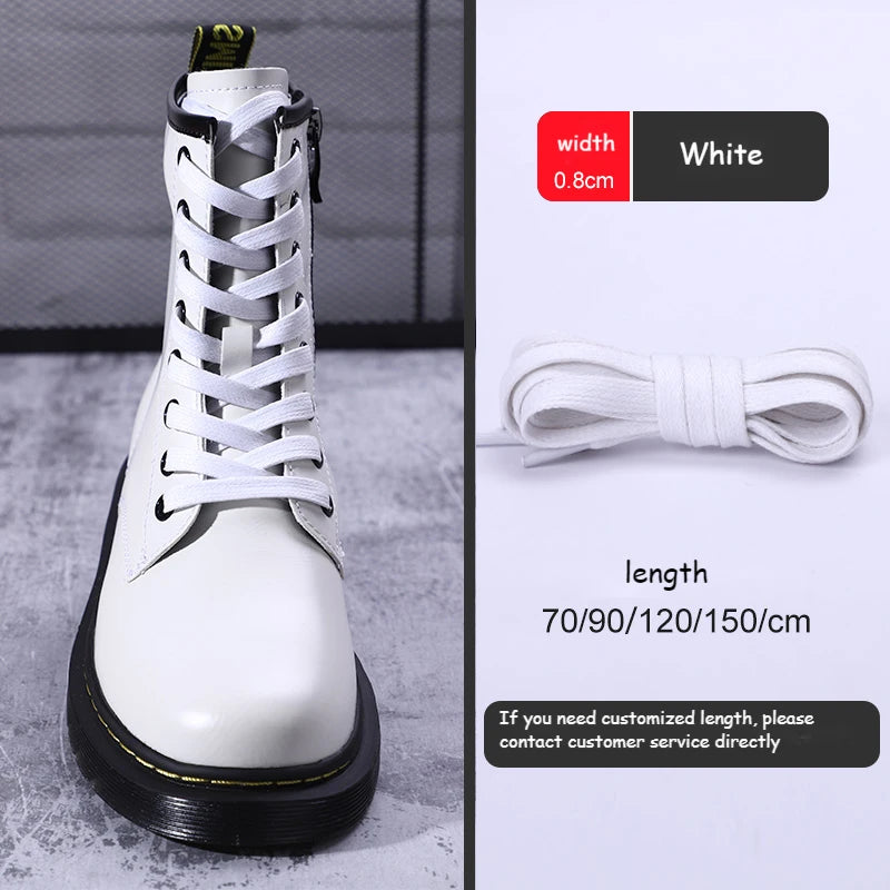 1 Pair Shoelaces 0.8 CM Waxed Cotton Width Flat Waterproof Shoe Laces Unisex Boots Casual Sneakers Shoelace Leather Shoe Lace