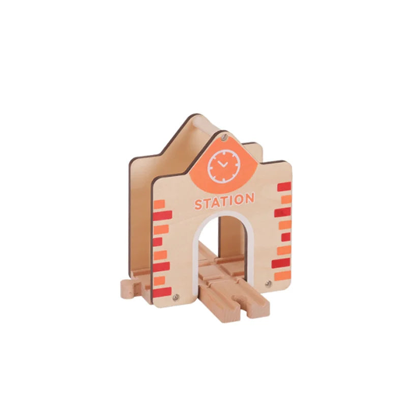 Wooden Train Track Accessories Garage Series Track Scene Toy For Children Fit All Brands Railway Christmas Gift For Toddler