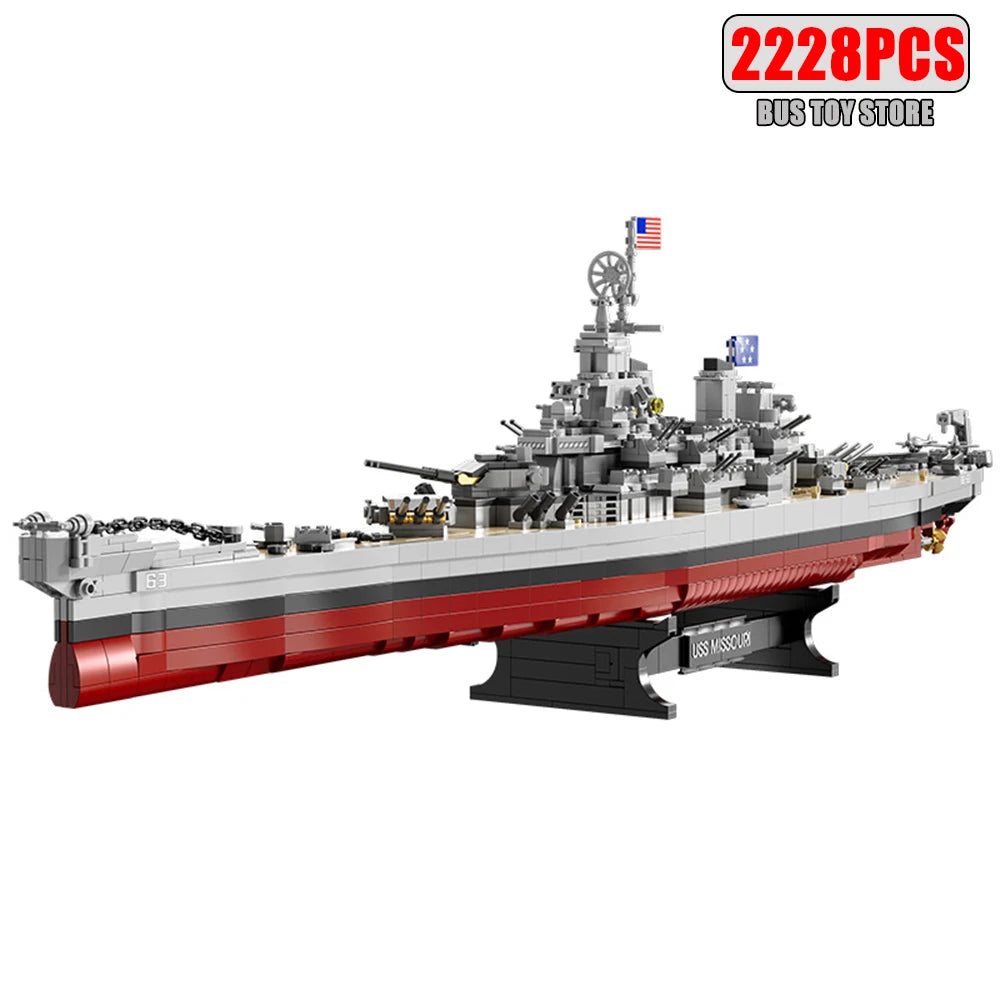 Missouri Battleship Crusier Model uilding Blocks Bismarck Cruiser Boat Bricks Military Battleship Series Toys For Boys FC4203