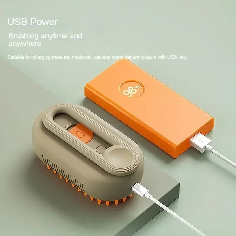 Premium 3-in-1 Electric Pet Brush - Steamy Spray Grooming Tool