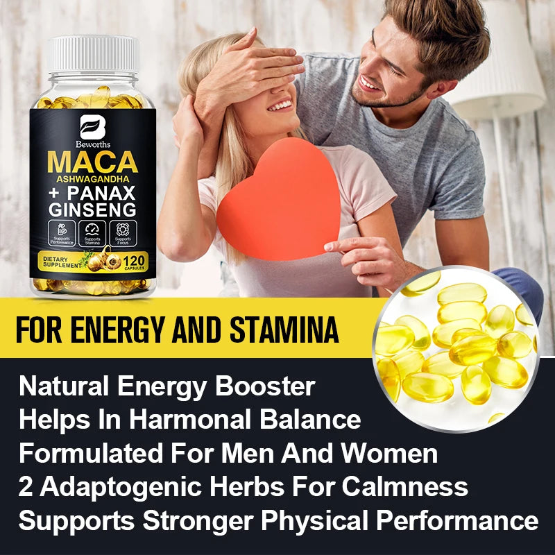 BEWORTHS Best Maca Capsules for Men Health with Red,Yellow and Black Maca