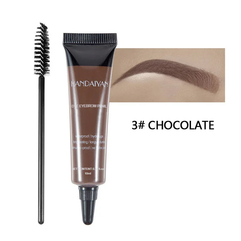 Waterproof Eyebrow Gel 6 Colors High Pigmented Eye Brow Tint Liquid Shaping Eyebrow Enhancer Dye Cream with Makeup Eye Brushes