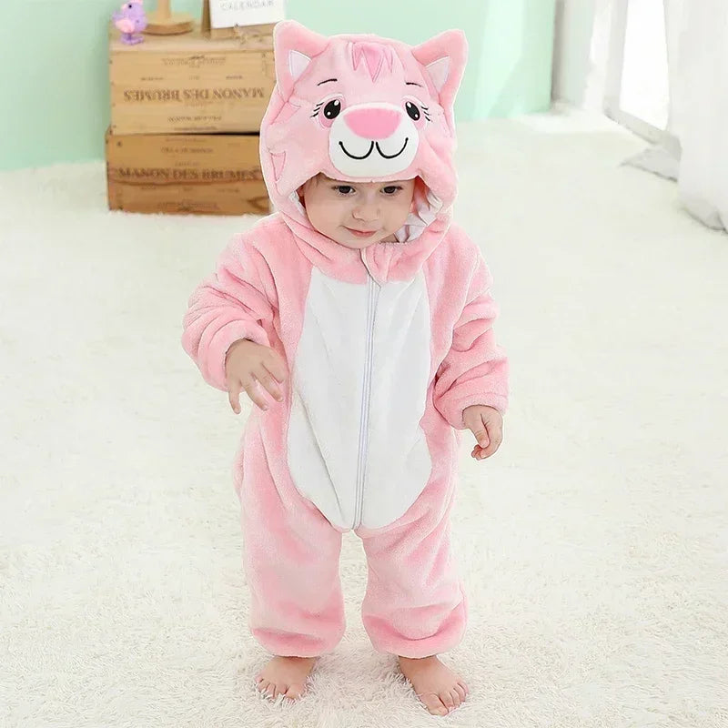 Premium Animal Kigurumi Baby Romper - Winter Flannel Costume Jumpsuit