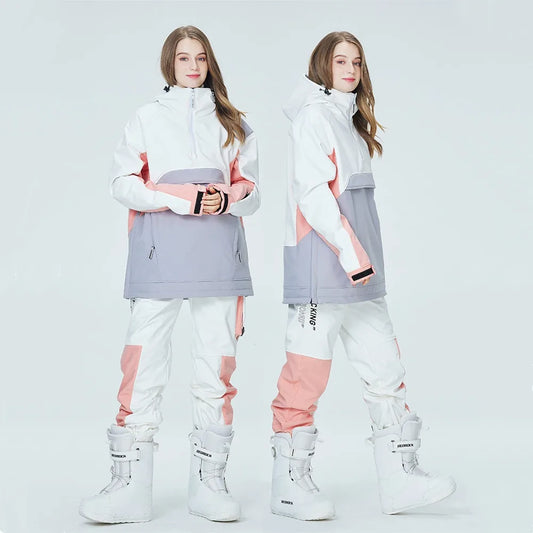 New Fashion Snowboard Suit Men Women Ski Hoodie Set Winter Windproof Waterproof Warm Jacket Pants Skiing Suit Snow Overalls