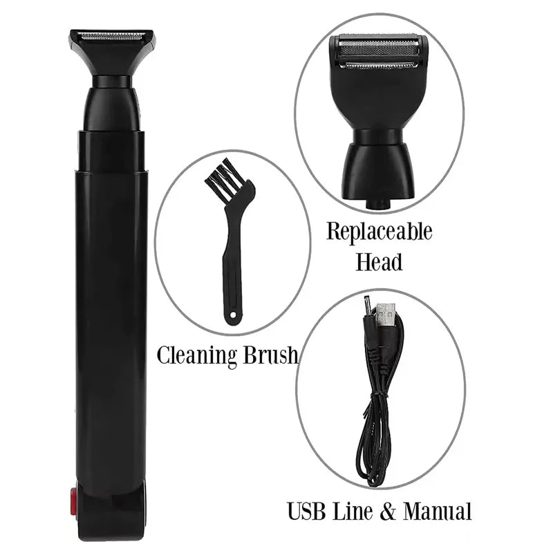 Hot Selling Electric Back Shaver with Folding Shaver for Men USB Rechargeable Folding Handle with Two Shave Heads