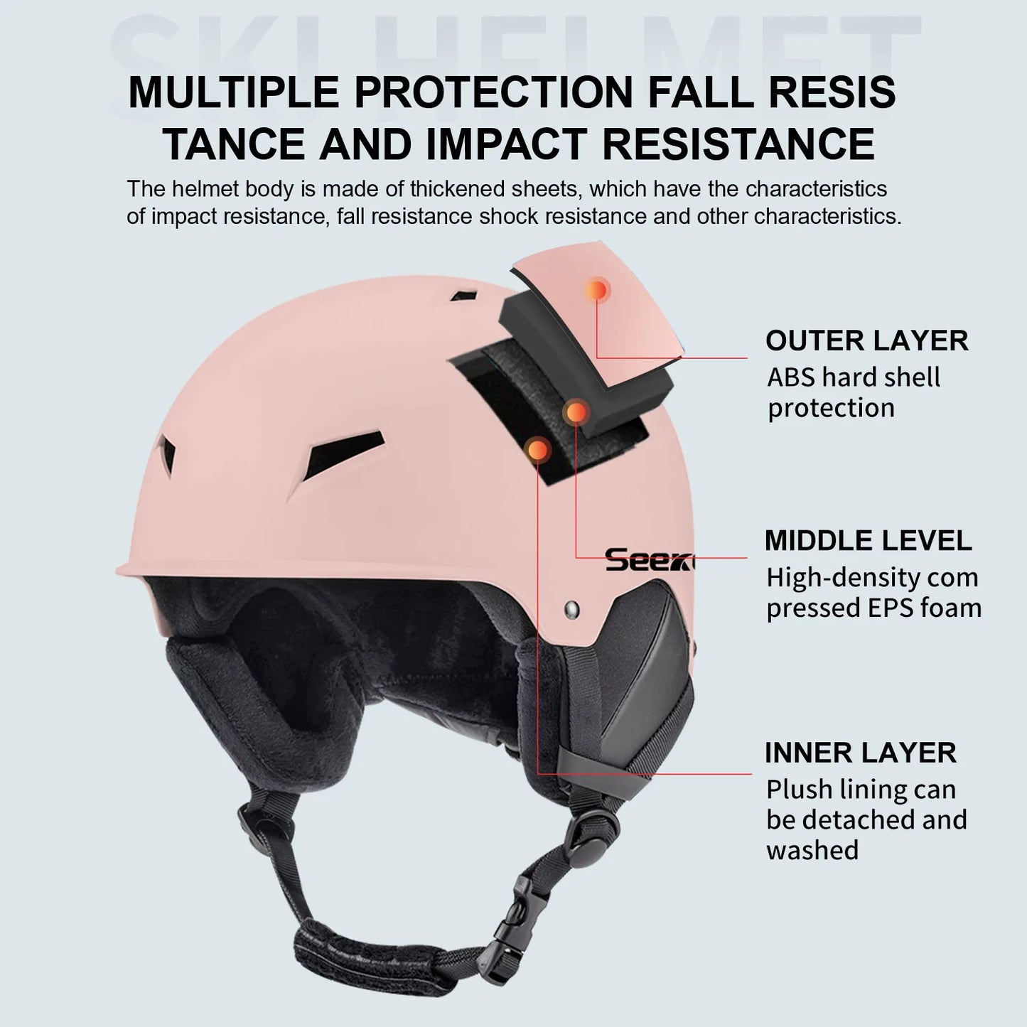 Seeker's new safety ski helmet is lightweight, adjustable, breathable and comfortable, men's and women's outdoor sports ski helm