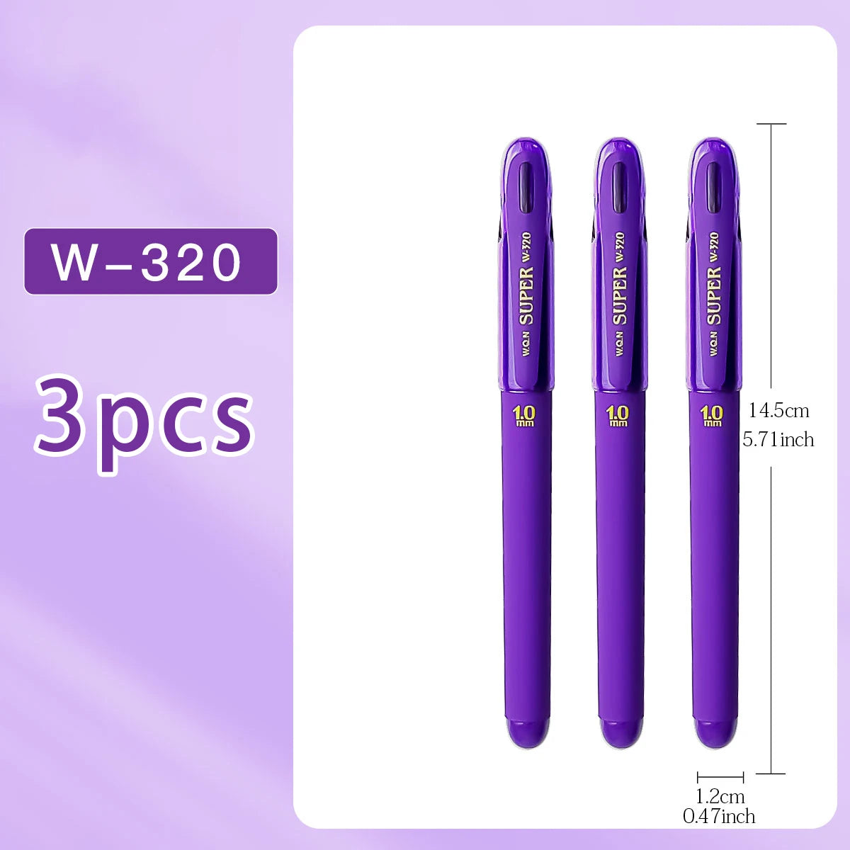 3pcs Purple Ink Gel Pens,1.0mm,Large Capacity Refill,Office Supplies Back to School Stationery,Student Pen Writing Tools