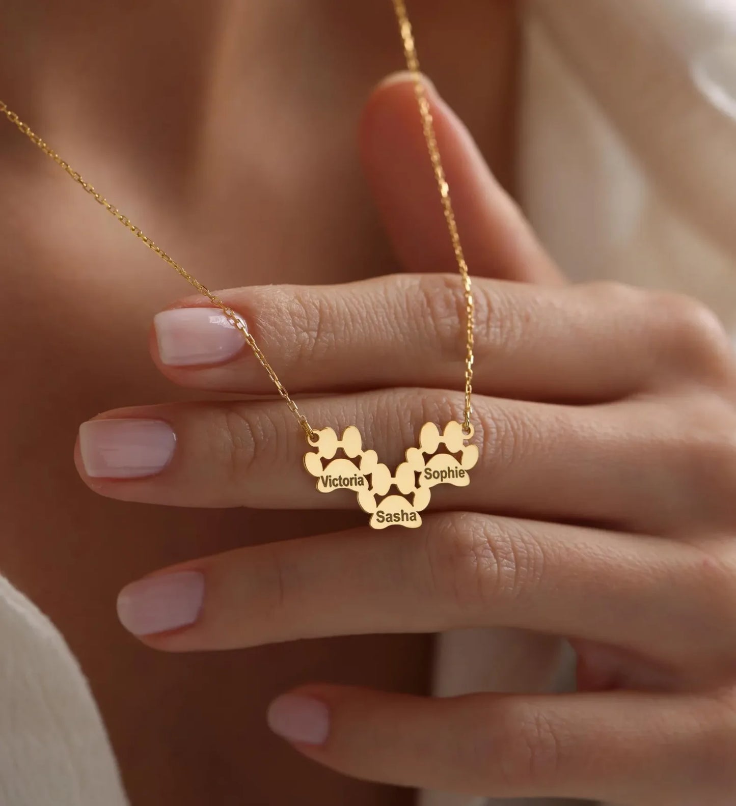 Jeshayuan Personalized Heart Shaped Engraved Paw Print Necklace Customized Name Necklaces with Birth Stone Jewelry Gift for Love