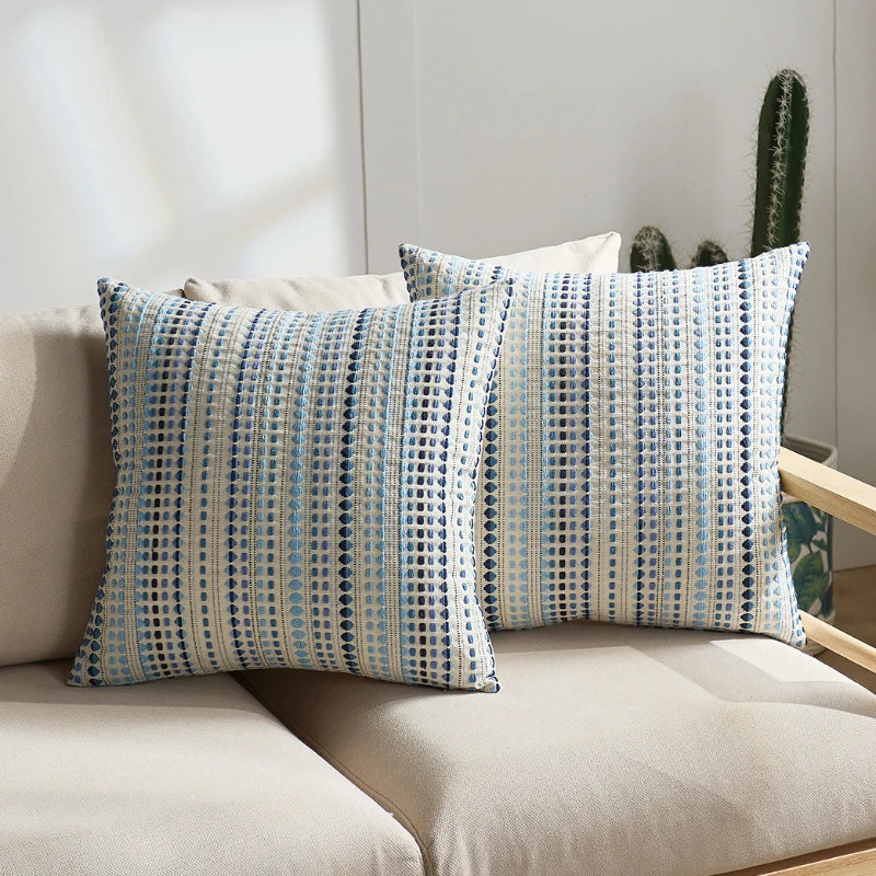 Large Boho Style Cushion Cover for Sofa, Jacquard Pillow Case 45x45cm, Zipper, Decorative Throw Pillow Covers