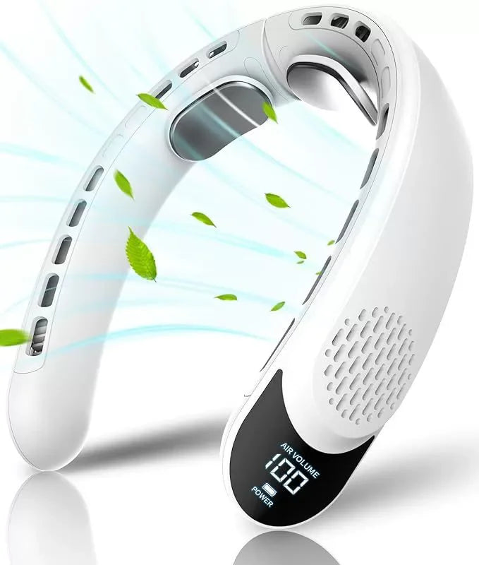 2024 New Mini Neck Fan Portable  Air Conditioner USB Rechargeable Bladeless Hanging Neck Fan Mute 4000mAh Outdoor Summer Cooler