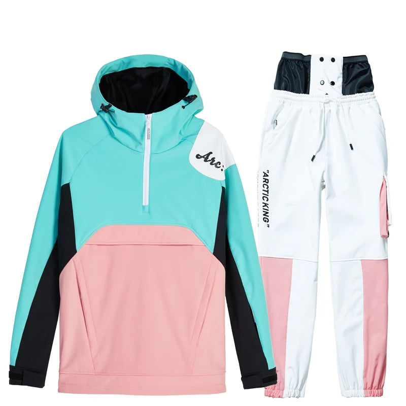 New Fashion Snowboard Suit Men Women Ski Hoodie Set Winter Windproof Waterproof Warm Jacket Pants Skiing Suit Snow Overalls