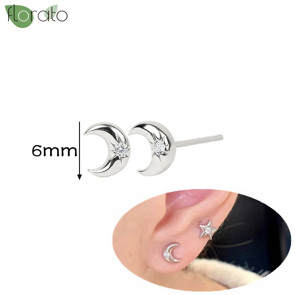 925 Silver Needle Exquisite Zircon Small Earrings Fashion Stud Earrings for Women Anti Allergy Cartilage Puncture Jewelry Gift