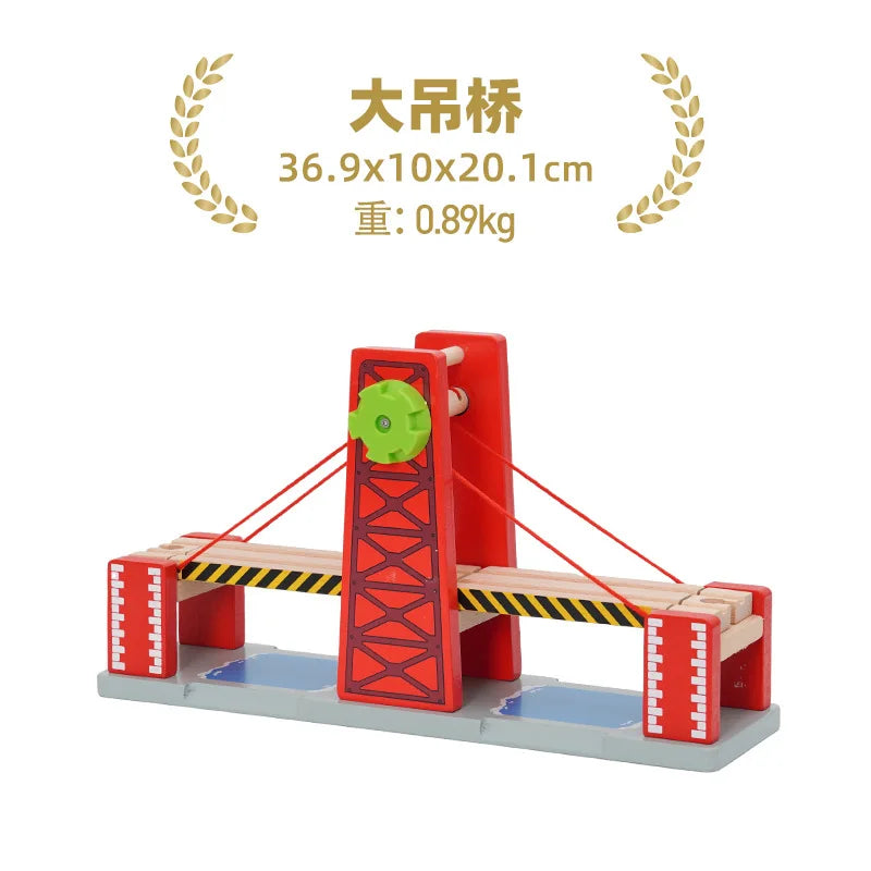 Kids Railway Toys Wooden Track Accessories of Wooden Bridge Tunnel Station fit for Brand Wooden Train Tracks Railway Toys
