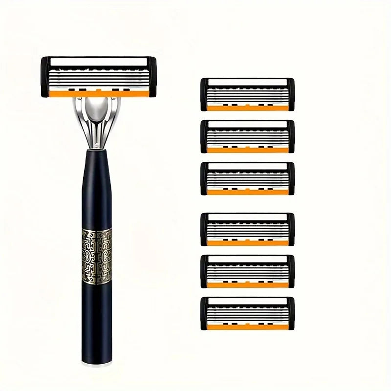 6-Layer Safety Razor Stainless Steel Progressive Blade Easy to Shave Men's Shaving and Women's Hair Removal Shaving Tools