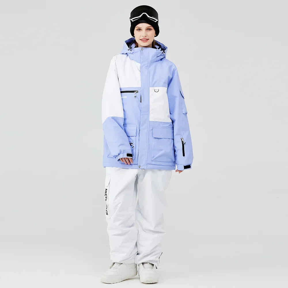 2024 New Winter Outdoor Windproof Waterproof Ski Jacket Strap Pants Men Women Super Warm Ski Suit Snowboarding Set Snow Clothes