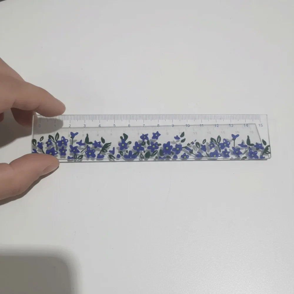 15cm Transparent Acrylic Ruler - Multifunction Drawing Tool with Tulip Design