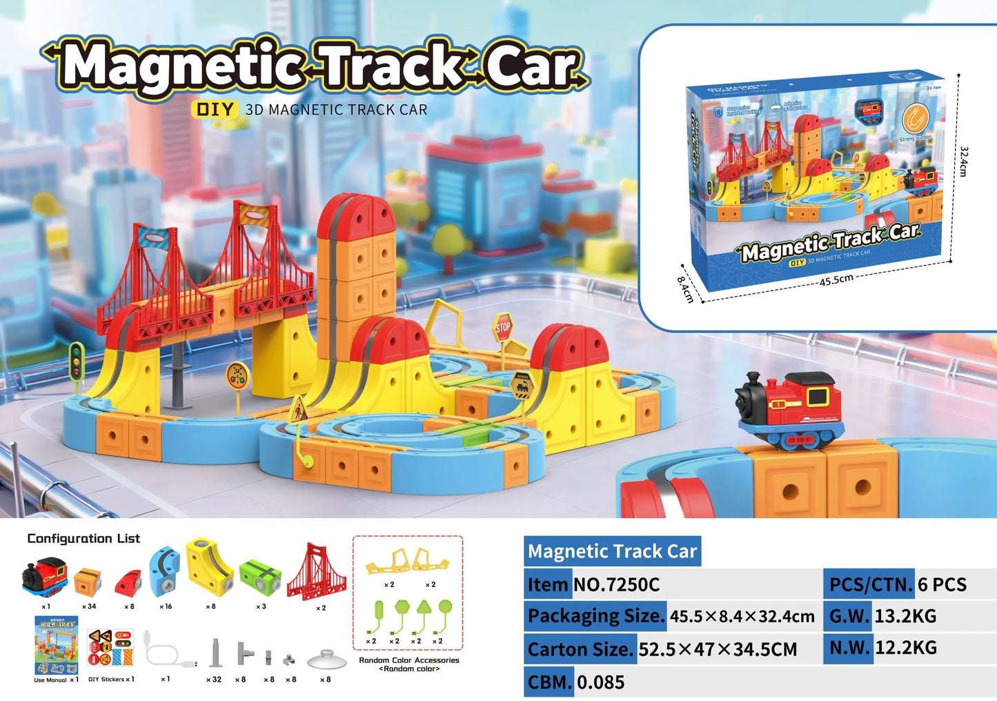 New Children'S Educational Electric Magnetic Levitation Train Track Cube 3d Boy Diy Magnetic Assembly Toys Train Car Xmas Gifts