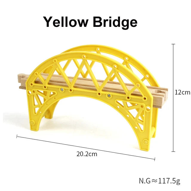 Wooden Track Accessories Beech Wood Railway Train Track Bridge Station Parts fit For All Brands Wooden Tracks Toys For Kids