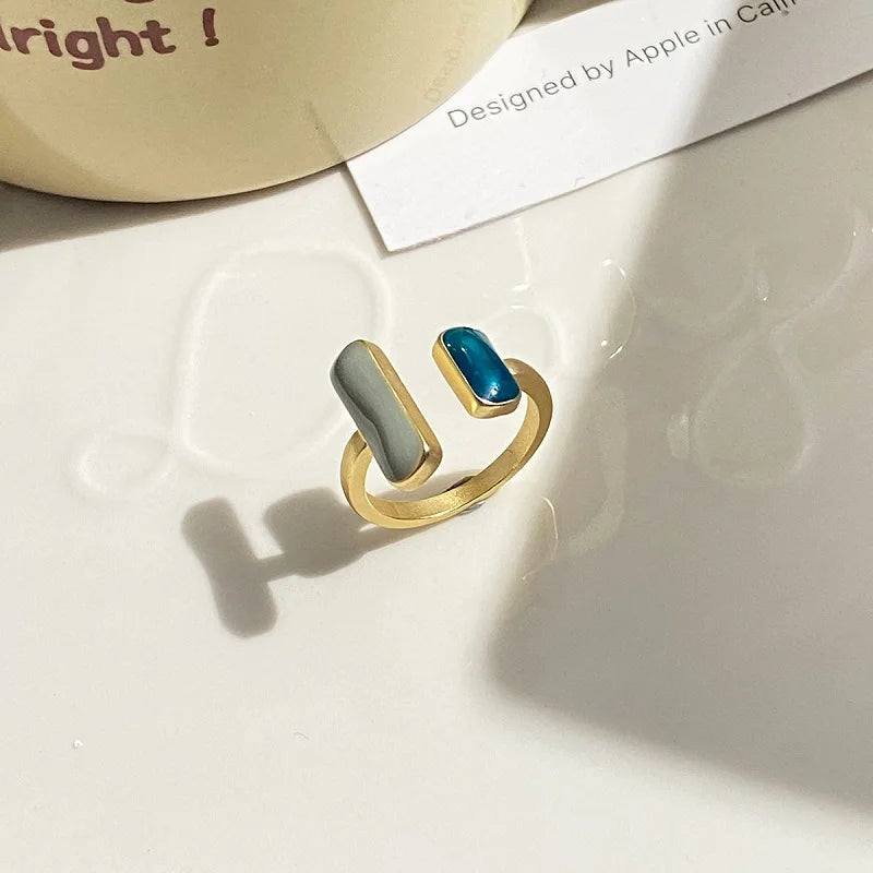 Premium Retro Gold Oil Drip Open Ring - Adjustable Luxury Wedding Jewelry