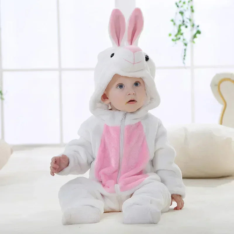 Premium Animal Kigurumi Baby Romper - Winter Flannel Costume Jumpsuit