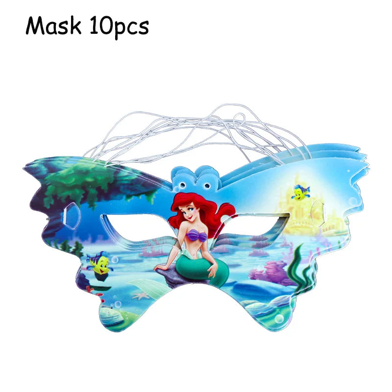 Disney Little Mermaid Theme Girl Kids First Birthday Party Decoration Disposable Tableware Plate Napkins Banner Ariel Backdrops