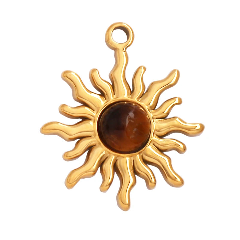 316 Stainless Steel Vaccum Plating Star Sun Gem Stone Geometry Charm Pendant,Bracelet Necklace Components Accessice Supplies L72