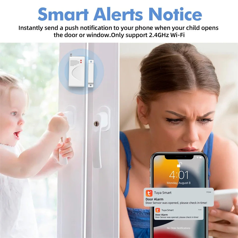 KERUI 120db Siren Alarm System WiFi Tuya Smart Speaker Alarm Kit with Motion Sensor Door Sensor for Home Security Protection