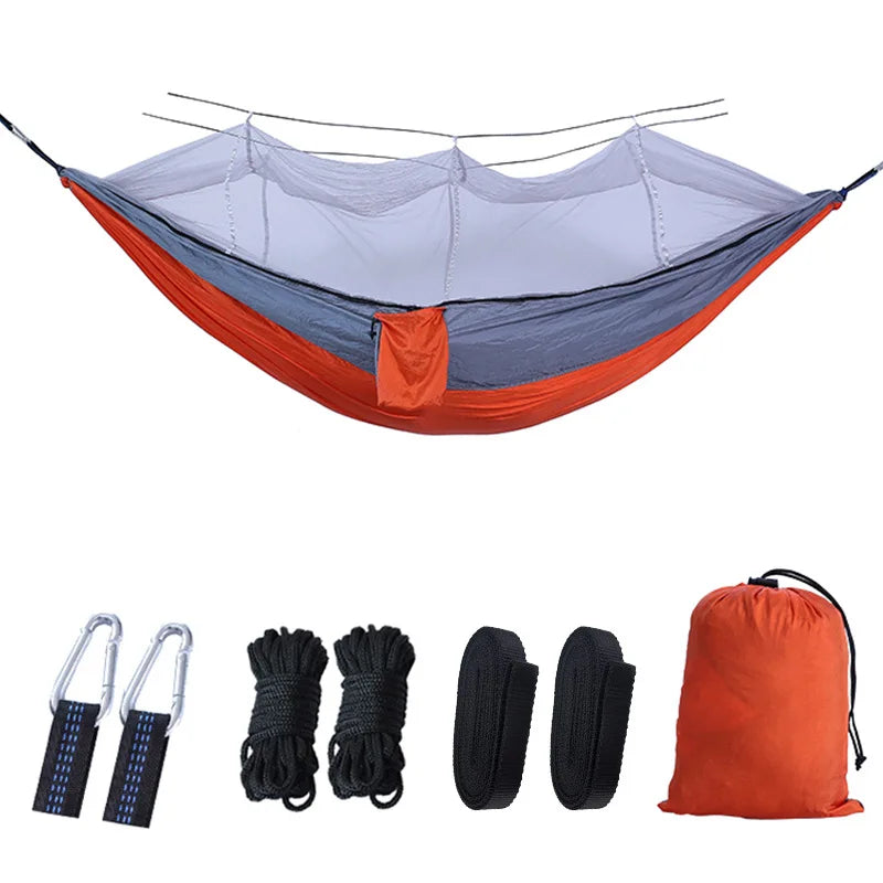Premium Camping Hammock with Mosquito Net - Lightweight Parachute Fabric