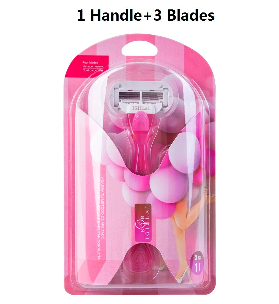 High Quality Women Body Hair Bikini Aloe Strip Safety Razor Blade Set Female Venus Shaver Replacement Heads