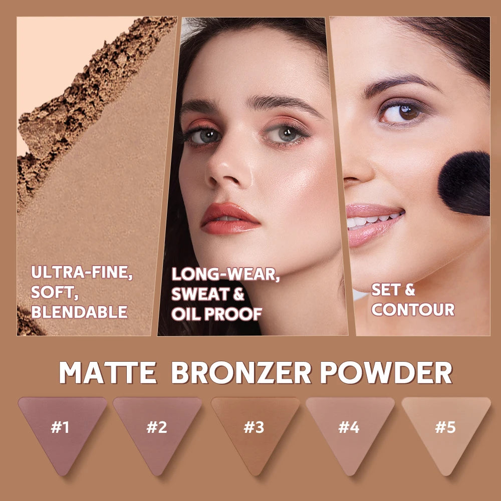 No Limits Matte Bronzer Shading Face Blusher Long Lasting Matte Plumps Appearance reduce Pores And Shine Control Cosmetics