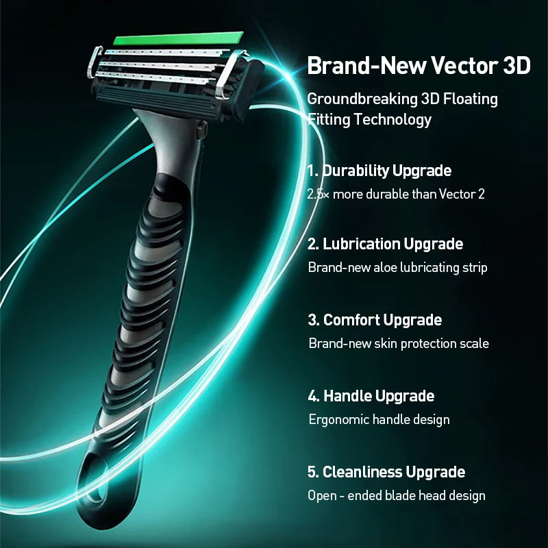 Gillette New Vector 3D Power Razor Floating Blades Shaving Beard Machine