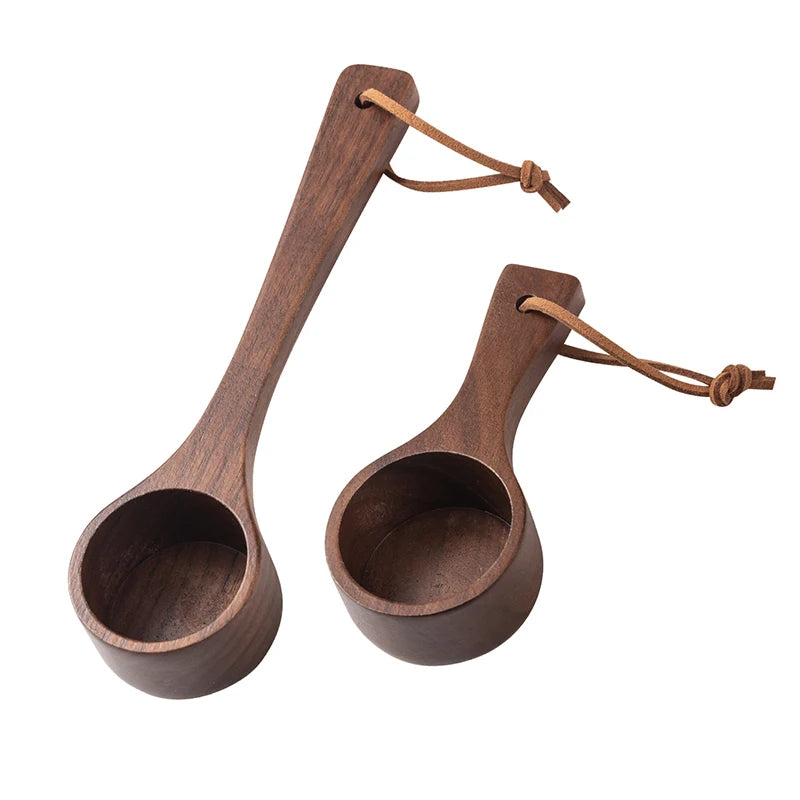 1PC/2PCS coffee scoop spoon black walnut wood measuring spoon long handle spoon coffee powder measuring wooden spoon