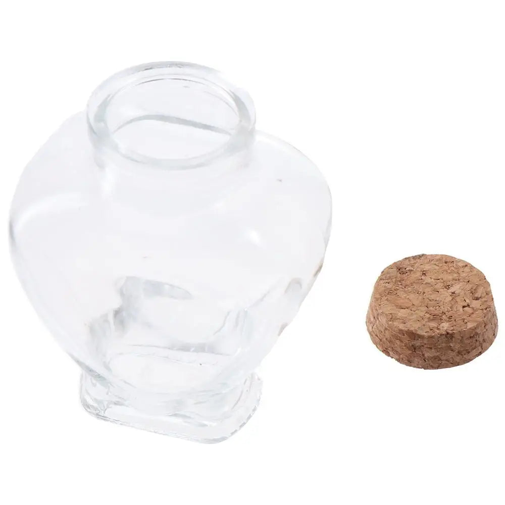 with Cork Stoppers Heart-Shaped Bottle Portable Small Wishing Bottle Clear Empty Glass Jar