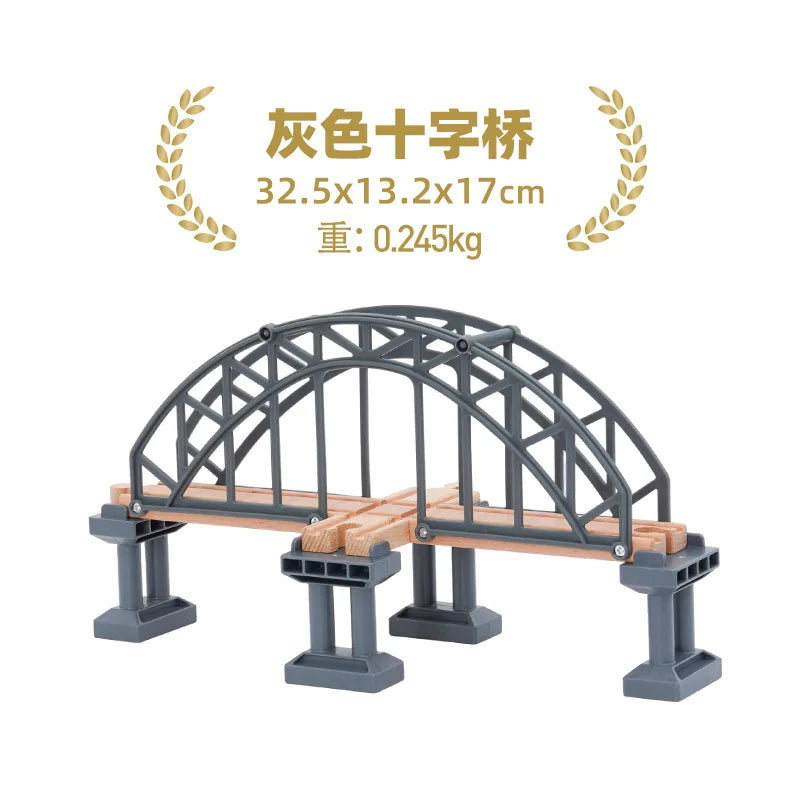 Kids Railway Toys Wooden Track Accessories of Wooden Bridge Tunnel Station fit for Brand Wooden Train Tracks Railway Toys