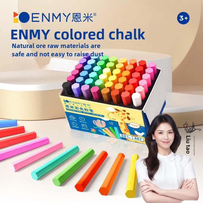 ENMY 12/36 Color Chalk Dustless Safe Chalk for Teachers Students Blackboard Non-Dusty Bright Colors Art Drawing School Supplies