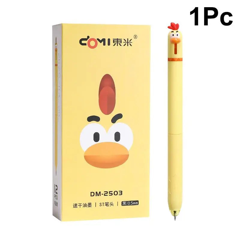 1/4pcs Funny Chick Carrot Press Type Black Quick Dry Gel Pen Creative Stress Relief Writing Tool for Study Office School