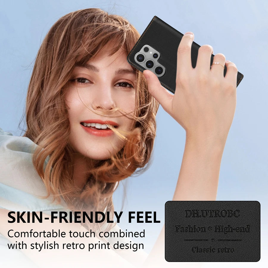 Premium Magnetic Wallet Case - Leather Flip Cover for Samsung Galaxy