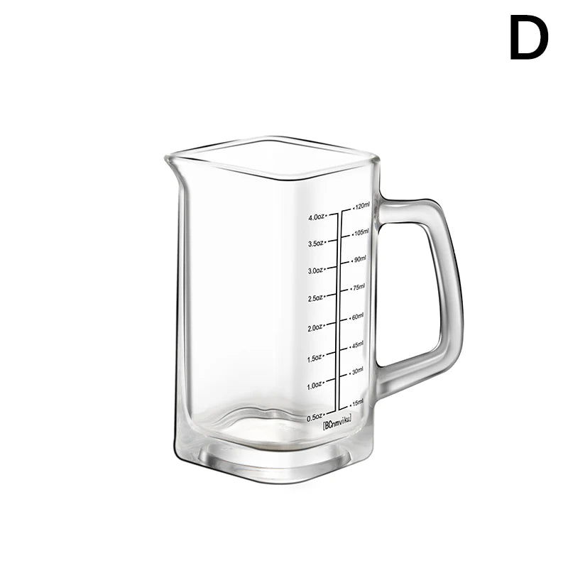 90/120ml Heat-resistant Glass Measuring Cup Milk Jigger Glass Ounce Cup With Handle For Espresso Coffee Brarista Accossories