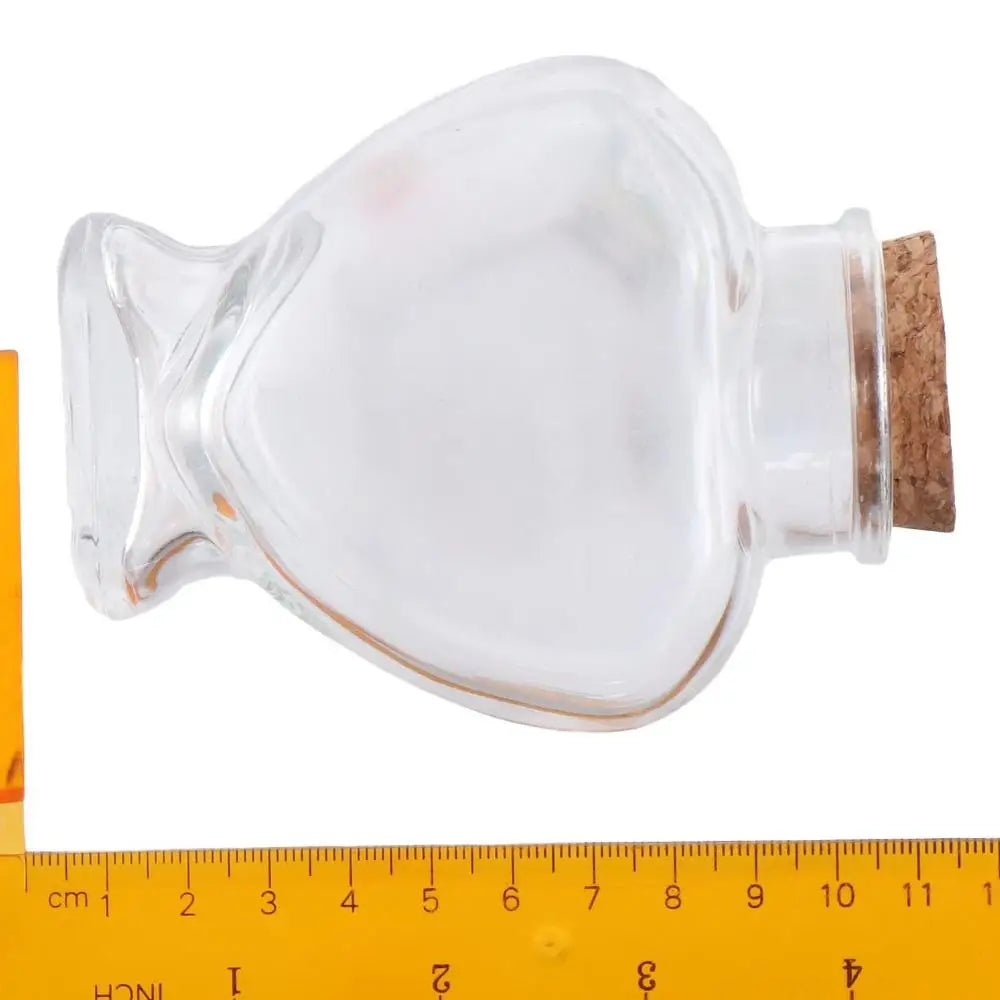 with Cork Stoppers Heart-Shaped Bottle Portable Small Wishing Bottle Clear Empty Glass Jar