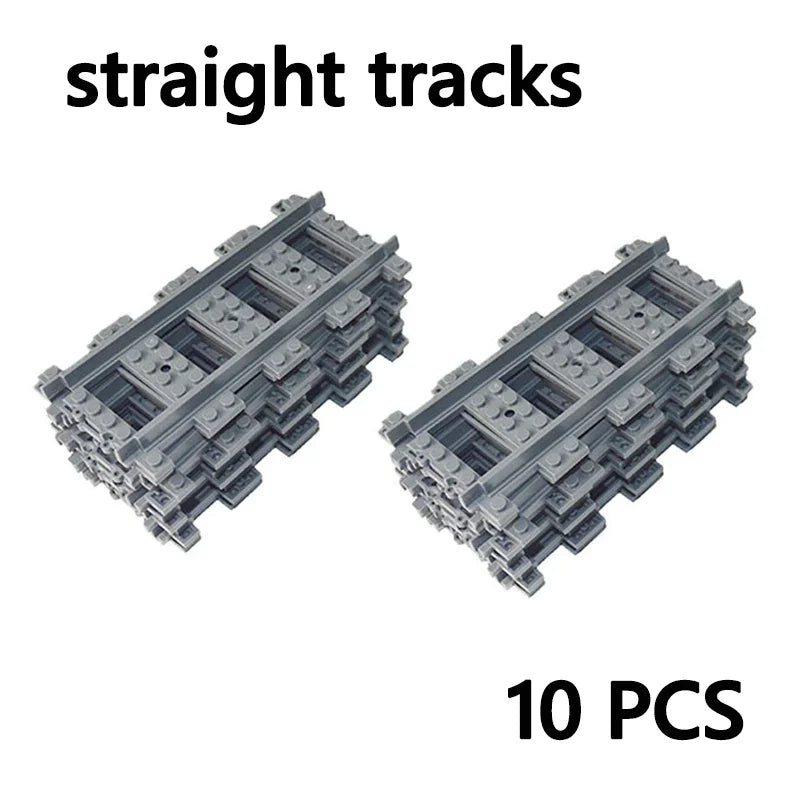 City Trains straight  Track Rail Bricks Model Uphill Tracks soft Flexible Switch curved Railway  Building Blocks kids Toys