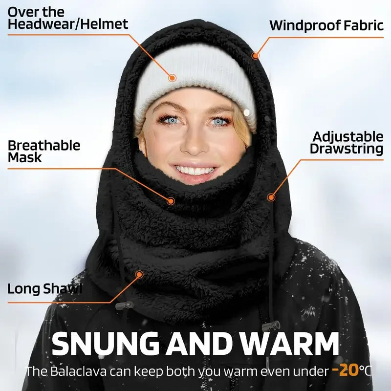 Winter Balaclava Ski Mask Warm Windproof Thickened Polar Fleece Neck Warmer Adjustable Thermal Anti-Cold Cycling Full Cover Mask