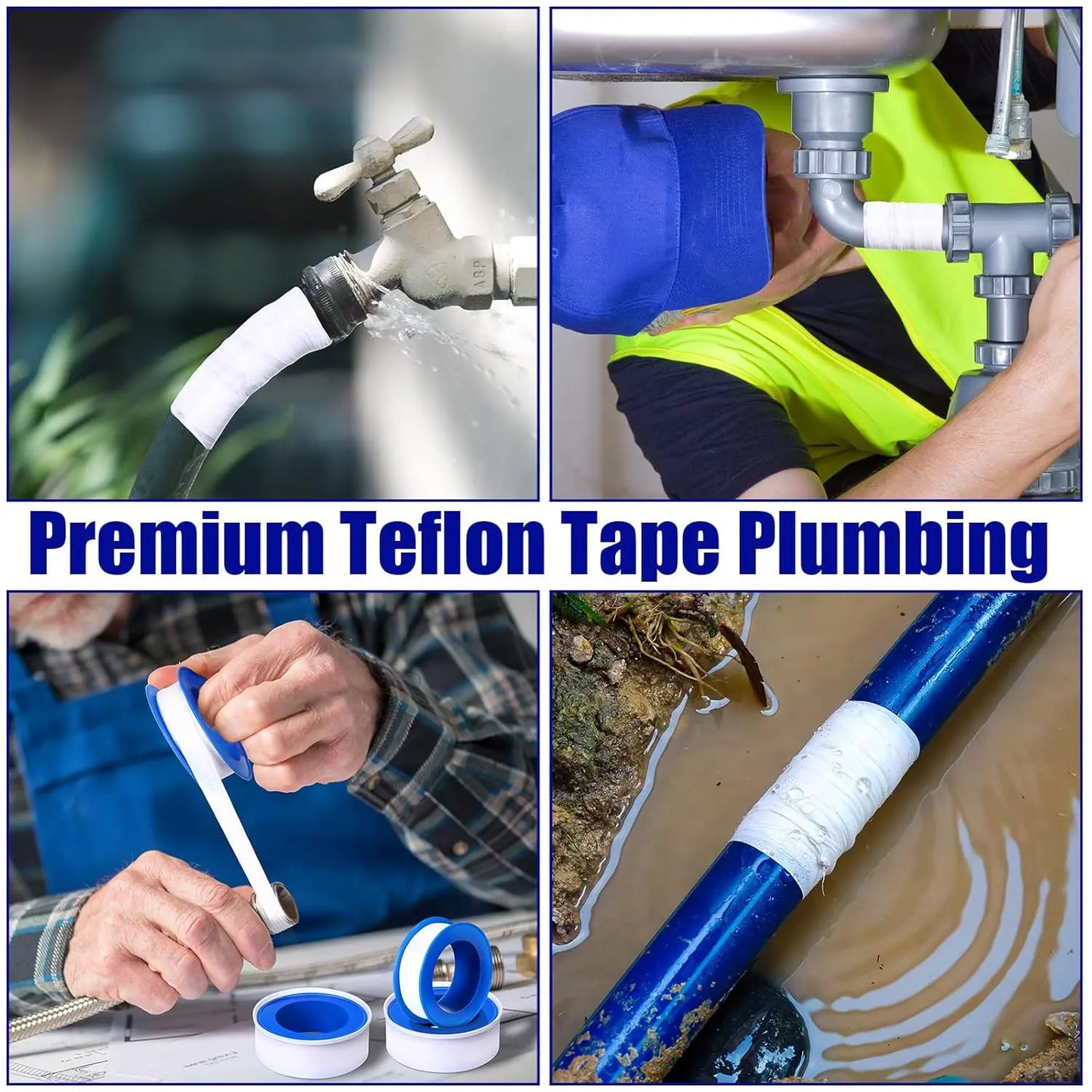 Professional PTFE Thread Seal Tape - Water Pipe Leak Prevention & Plumbing Repair
