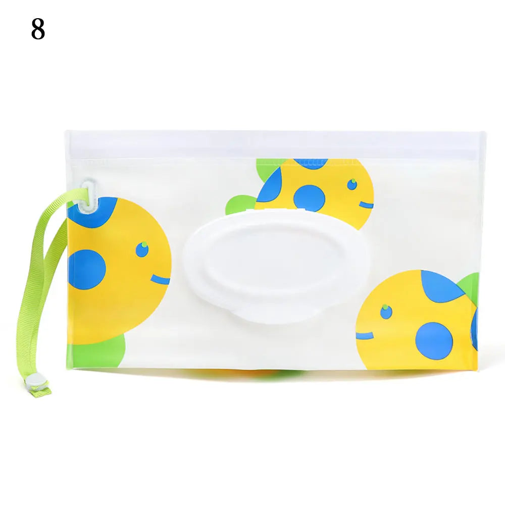 Hot Refillable EVA Wet Wipes Bag Cosmetic Pouch Tissue Box Wipes Holder Flip Cover Snap-Strap Carrying Case Stroller Accessories