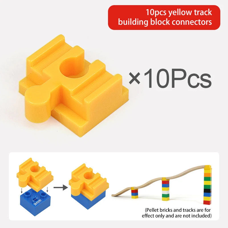 NEW Wooden Track Connector Set Building Block Connection Adapters Train Track Railway Rail Toy DIY For Kids Birthday Xmas Gifts