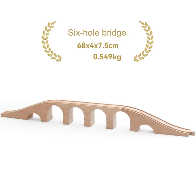 New Wooden Train Tracks Scene Accessories Mountain Tunnel Bridge Crane Tower Compatible ALL Brand Wooden Track Toys For Kids