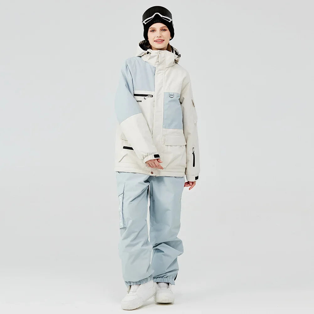 2024 New Winter Outdoor Windproof Waterproof Ski Jacket Strap Pants Men Women Super Warm Ski Suit Snowboarding Set Snow Clothes