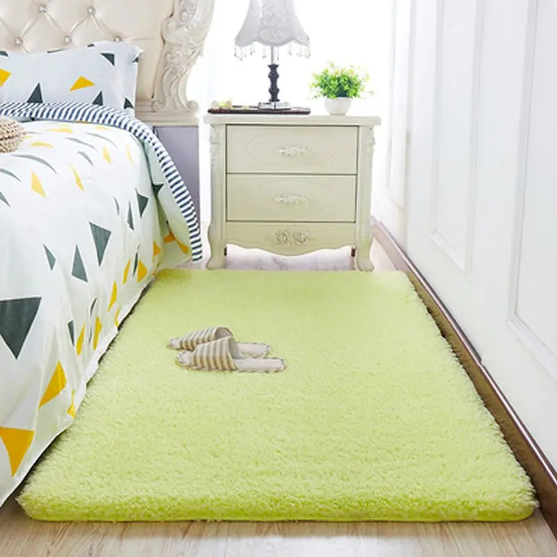 Thick Imitation Wool Bedside Carpet Solid Color Bedroom Carpet Girls Bedroom Area Rugs Rectangular Living Room Carpet Home