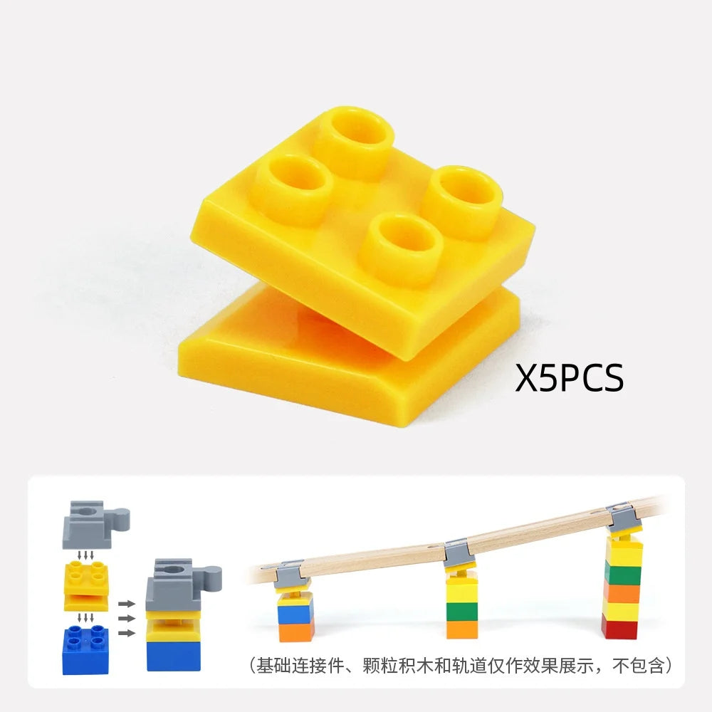 5-10PCS Wooden Train Track Accessories Plastic Building Blocks Adapters Wooden Track Connectors fit Wood Tracks Toys